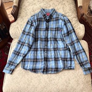 Supreme Tartan Blue Plaid Men's Shirt size Large